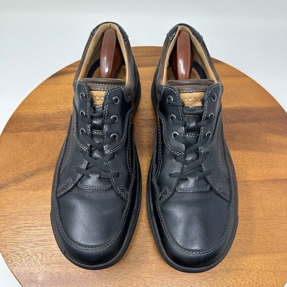 Ecco Remote Sneaker Oxford Size 11-11.5 EU 45 Black Leather Lace Up Shoes - Picture 5 of 11